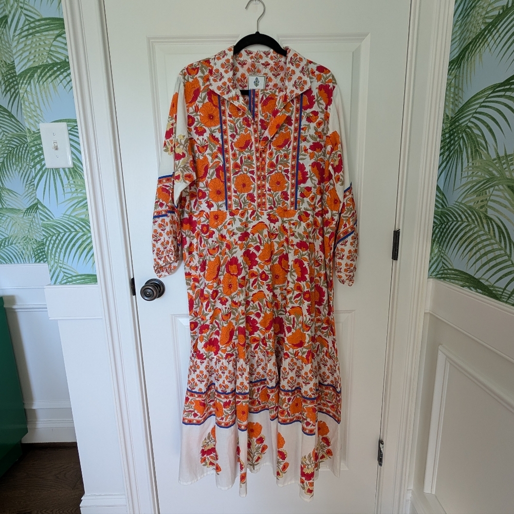 Sue Sartor Flounce Dress Red/Orange
